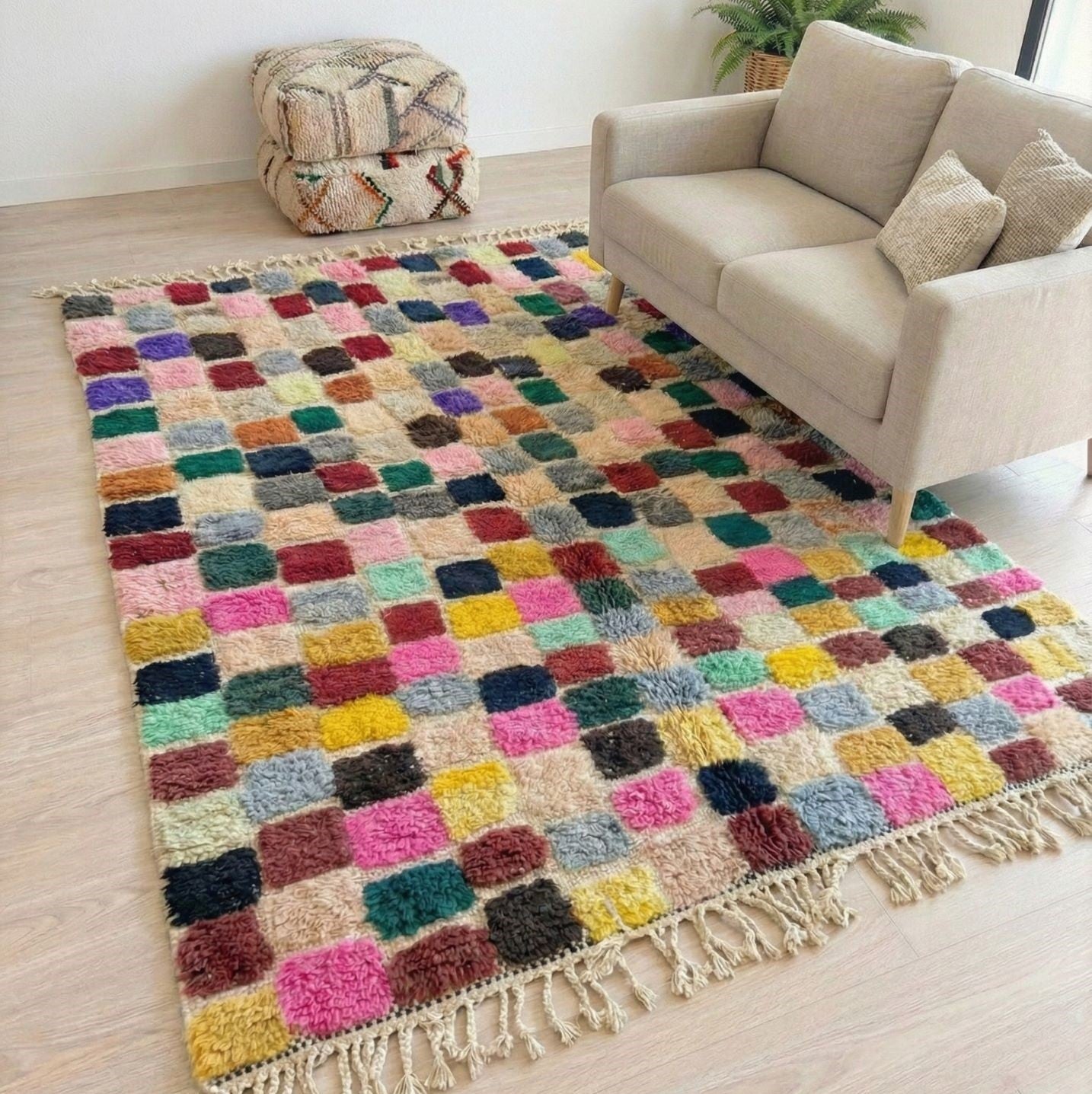 Tapis Berbère Coloré | Multicolore, Laine Teintée et Style Bohème Chic