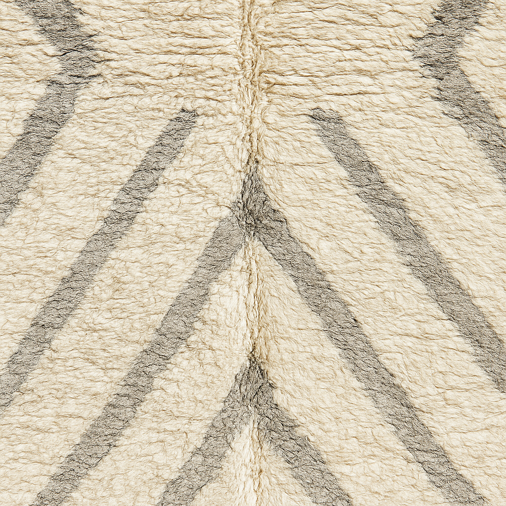 Tapis marocain chevron gris sur fond crème