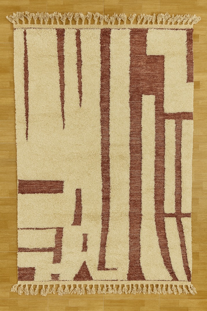 Tapis berbère en laine à motifs bruns géométriques