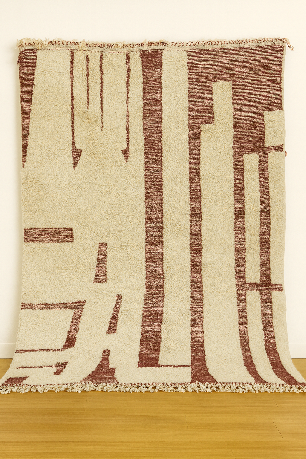 Tapis berbère en laine à motifs bruns géométriques